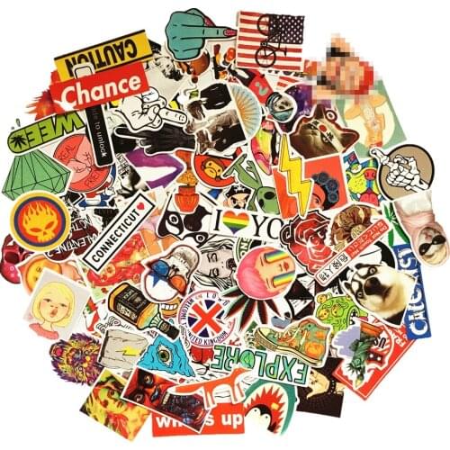 90pcs Skateboard Stickers Vintage Vinyl Laptop Luggage Decals Dope Sticker Mix Decal Not Random