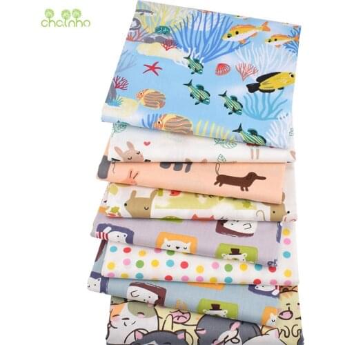 Chainho,Printed Twill Cotton Fabric,A Happy Life Series,Patchwork Cloth For DIY Quilting Sewing Baby&Childs Bedclothes Material