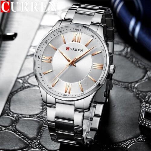 CURREN Sport Men Watch Top Brand Luxury Silver Military Army Waterproof Male Clock Stainless Steel Quartz Man Wristwatch 8383