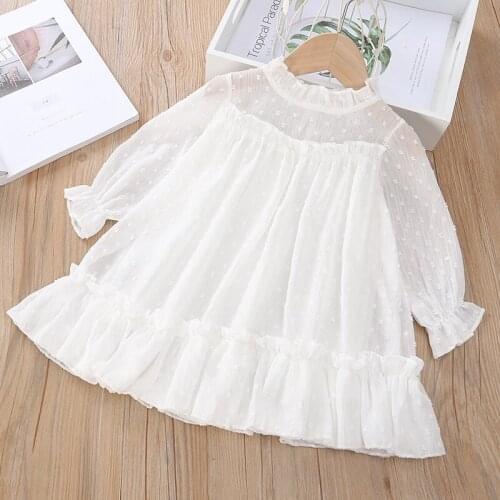 Kids Dresses for Girls Spring Cute Baby Girl Princess Dress Lace Collar Jacquard Weave Toddler Kids Clothes DT266
