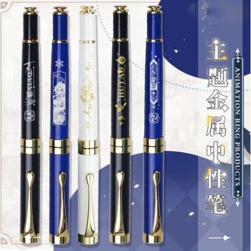 Genshin Impact Paimon Zhongli Keqing Hu Tao Ganyu Xiao Metal Stationery Sign Ballpoint Gel Pen Student Fashion Rollerball Pen