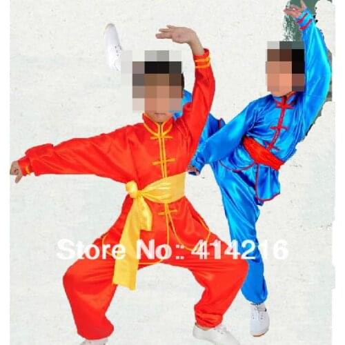 Cool 5colors Adult&children tai chi uniforms clothes martial arts suits kids training kung fu clothing with belt