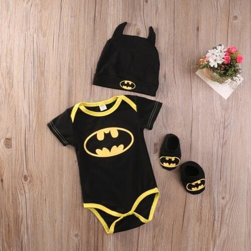 Fashion Baby Boys Rompers Jumpsuit Cotton Tops+Shoes+Hat 3Pcs Outfit Clothes Set Newborn Toddler 0-24M Kids Clothes