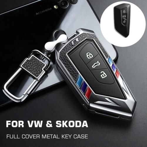 Leather Metal Car Remote Key Case Cover Holder Fob For VW Golf 8 For Seat Leon MK 4 Tarraco Ateca 2020 For Skoda Octavia