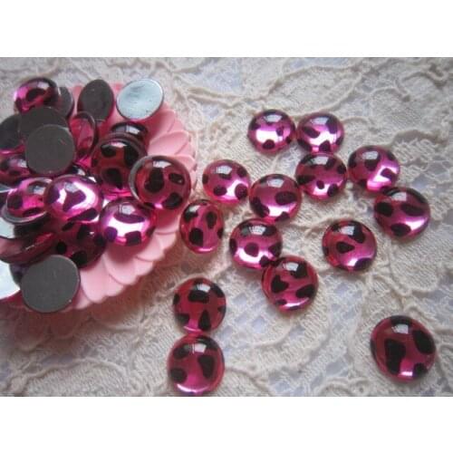 Free shipping-10mm pink leopard round Acrylic diamond for nail sticker mobil phone sticker 200pcs/lot