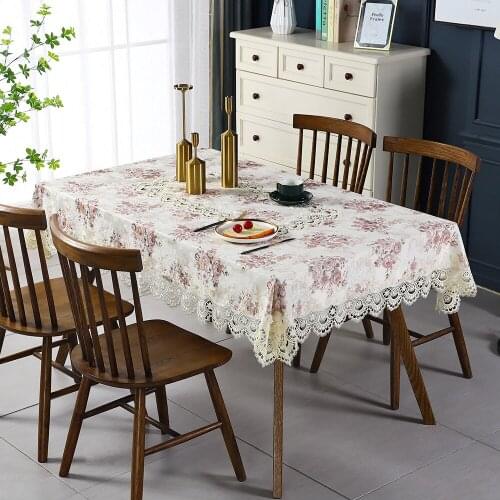 Lace Waterproof Tablecloth , Rose Embroidery Tablecloth , Nordic Tablecloth , 60-270cm