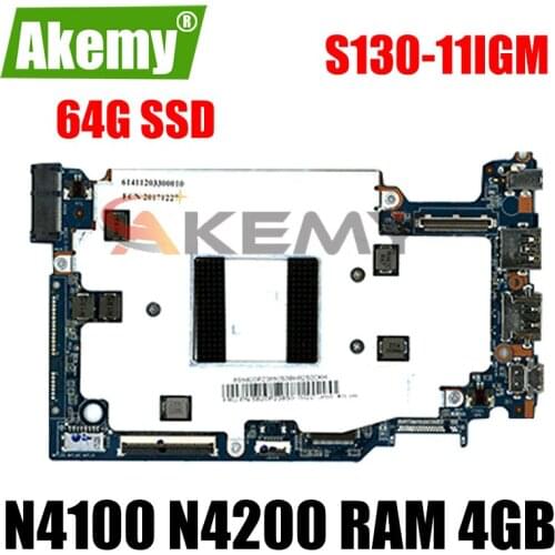 For Lenovo ideapad 120S-11IAP S130-11IGM laptop motherboard CPU N4100 N4200 RAM 4GB with SSD 64GB tested 100% work