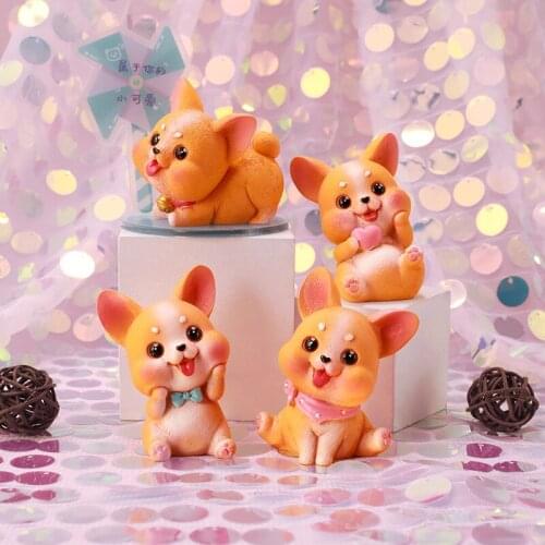 Cute Cartoon Koki Puppy Exquisite Resin Crafts Vehicle Dog Ornament for Car Desktop Cake Decoration Accessories Children Gifts