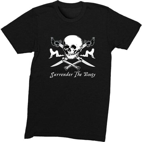 Mens Surrender Booty Pinup Girl Pirate Skull Crossbones Swords Gaspar T-Shirt