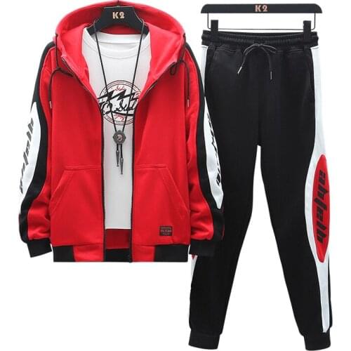 Mens Spring And Autumn Suit Casual Long Sleeve Hoodie + Sports Style Pants Hip-Hop Suit + Size 6XL7XL8XL Zipper Hoodie