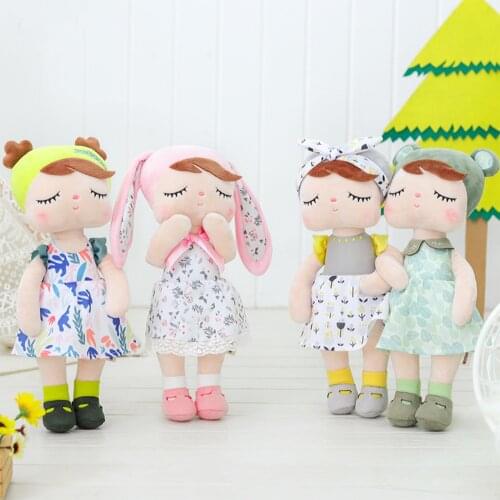 Girl Shaped Stuffed Toy with Embroidery Eyes, Plush Sitting Doll with Cartoon Animal Hat