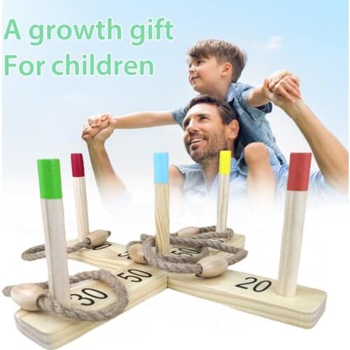 Ring Toss Game Set Toys Hoop Ring Toss Wooden Ring Toss Fun Outdoor Garden Games Toys With 5 Loop For Kids Adults Family