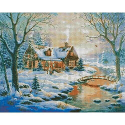 Winter Snowy Wood House Cross Stitch Kits Needlework 14CT Unprinted Embroidery Top Quality DIY Handmade Decoration