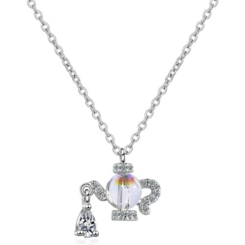 New creative fairy tale drops temperament fashion aurora crystal short female silver plated necklaces SE071