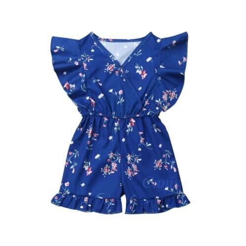 Toddler Girl Clothes Kids Infant Baby Girl Ruffle Floral Short Sleeve Romper Jumpsuit Sunsuit Trousers Outfit 0-3Y