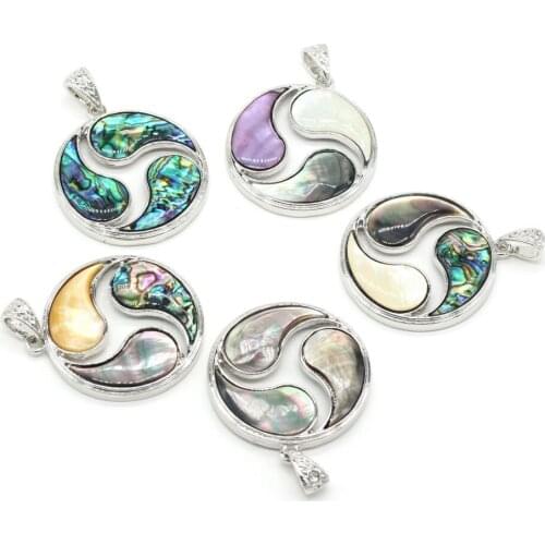 Natural Shell Pendant Round shape Mother of Pearl Exquisite charms For jewelry making DIY Necklace accessories 42x42mm