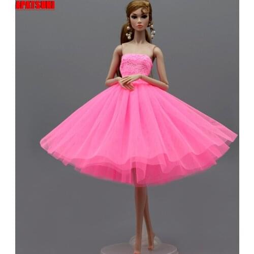 Pink Summer Dress Short Ballet Dresses For Barbie Dolls Clothes Vestidoes Clothes For Barbie Dolls Outfits 1/6 Doll Accessories
