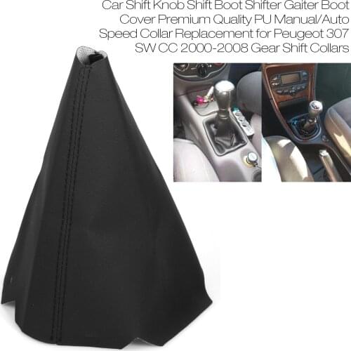 Car Shift Knob Shift Boot Shifter Gaiter Boot Cover Premium Quality PU Manual/Auto Speed Collar for Peugeot 307 SW CC 2000
