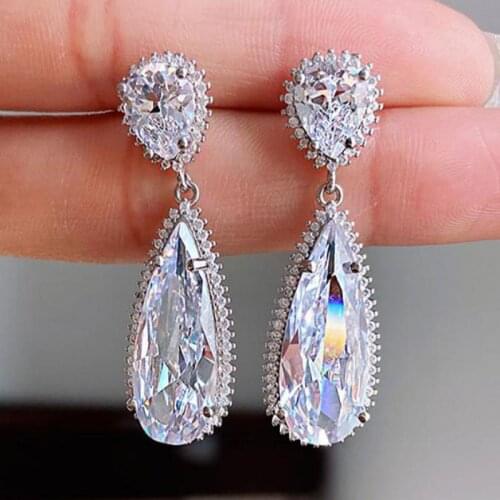 Luxury 925 Sterling Silver Water Drop High Carbon Diamond Simulate Moissanite Dangle Party Engagement Earrings For Women