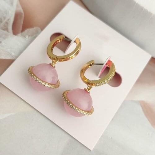 Lovely planet graphic shape inlaid colorful stone earrings