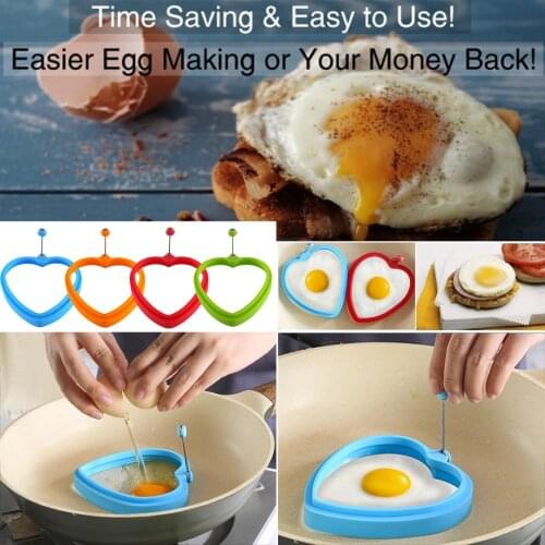 Creative Omelet Maker Fried Egg Decoration Frying Egg Pancake Cooking Tools DIY Breakfast Egg Pancake Silicone Heart-shaped Mold