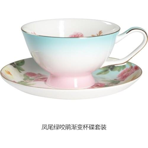 Phoenix Tail Green Bite Cup 1 Dish European Light Luxury Coffee Set mugs coffee cups coffee mug mug