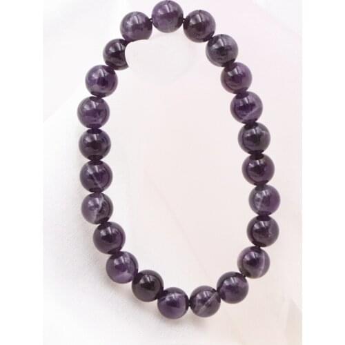 Natural Stone Dreamy Amethysts Bracelet for Women 8mm Round Elastic Bracelets Beaded Strand Bangle Bracelets Jewelry 7.5" A637