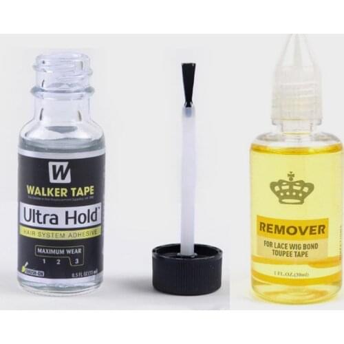 0.5floz 15ML Ultra Hold Glue and Remover Mens Toupee Tape Hair System Adhesives Brush For Lace Wig/Toupee Soft-bond