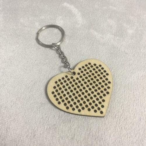 10pcs love heart keyring cross stitch kit wood keychains