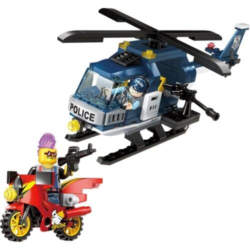 157Pcs Enlightenment Assembled Building Blocks 1905 City Police Airplane Thunder Sniper Boy Putting Toy Gifts