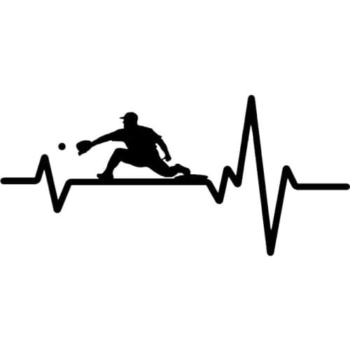 16*8CM Coolest Heart Beat Line BASEBALL Car Stickers Decor Silhouette KK Vinyl Accessories Motorcycle