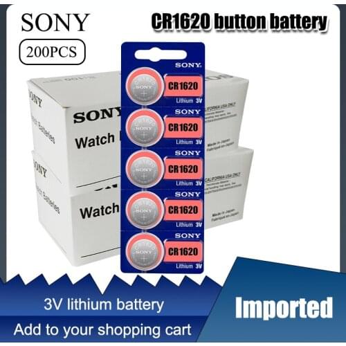 200Pcs/Lot Sony Original cr1620 Button Cell Batteries For Watch 3V Lithium Battery CR 1620 BR1620 Remote Control Calculator