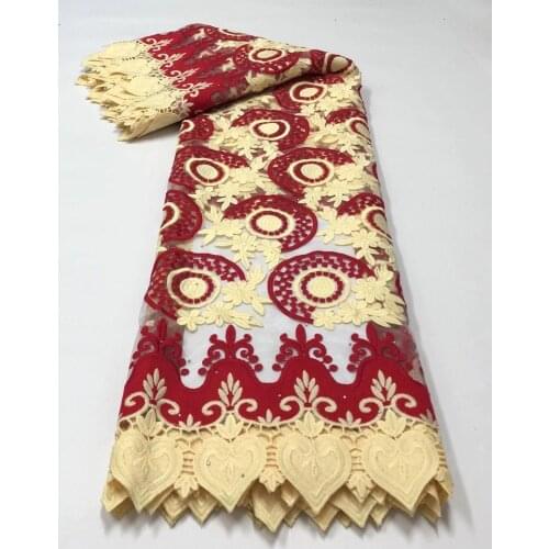 2020 Fashion Design High Quality Embroidered Beaded Tulle French Guipure Lace Fabric For Women Wedding Dress 5 Yards