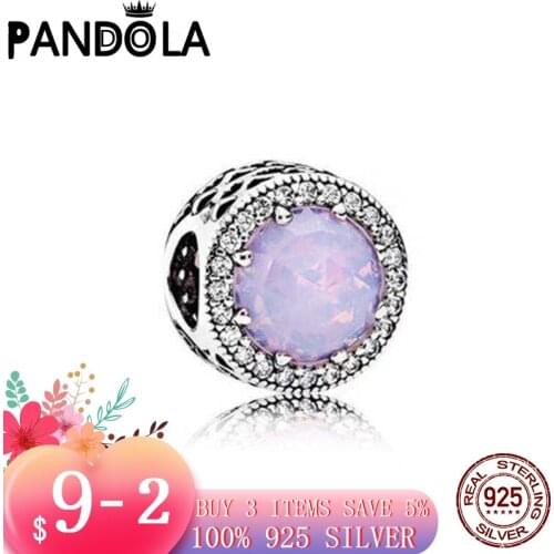 2021 new 925 Sterling Silver Sparkling Opalescent Pink Charms Beads Bracelet Fit Original Pandora Bracelet DIY Jewelry For Women