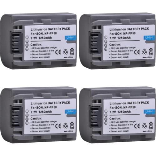 4pc NP FP50 NP-FP50 NPFP50 Camera Battery for Sony NP-FP30 NP-FP50 NP-FP60 NP-FP70 NP-FP71 NP-FP90 DCR-SX40 SX40r SX41 HDR-CX105
