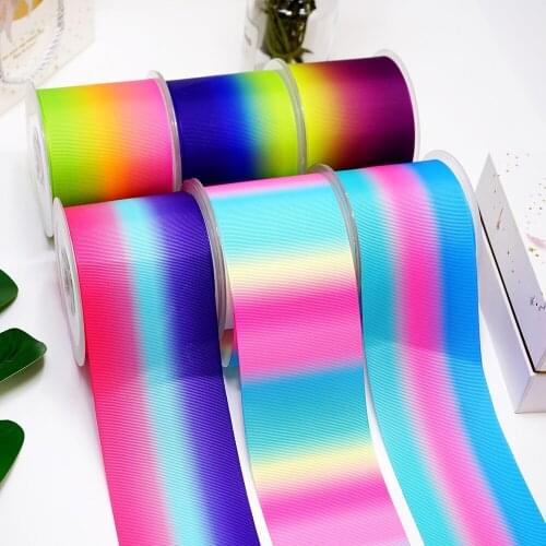 DIY Cartoon Gradient Color Printed Grosgrain Ribbon For Craft Supplies Sewing Accessories 5 Yards. 17147