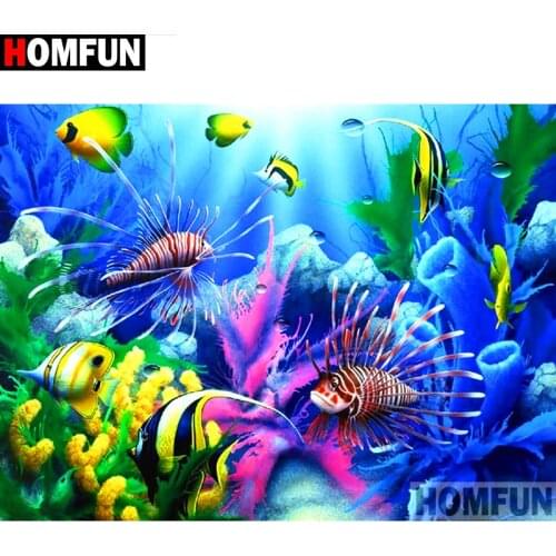 HOMFUN DIY 5D Diamond Painting "Fish bottom" Full Diamond Embroidery Sale Picture Of Rhinestones For Festival Gifts A19109