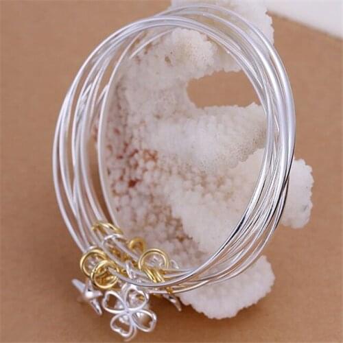 B079 Hot Sale Silver Plated Fine Jewelry,Wholesale Free Shipping Piercing Fashion Bangles Pendants Bracelets /akxajcea