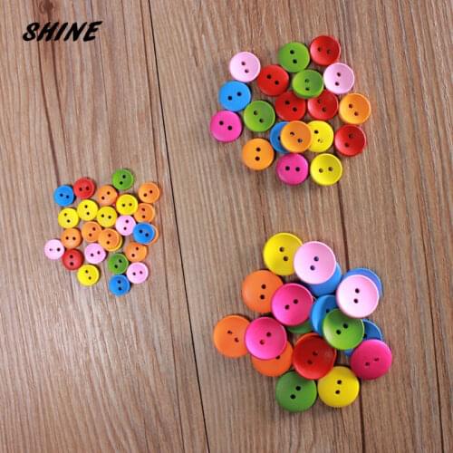 SHINE Wooden Sewing Buttons Scrapbooking Round Mixed Two Holes 3 Size 50 PCs Costura Botones Decorate bottoni botoes