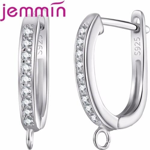 Big Promotion 10PCS 925 Sterling Silver Crystal Jewelry Findings Round Cut Narrow Hoop Earrings for Women Hot Sell