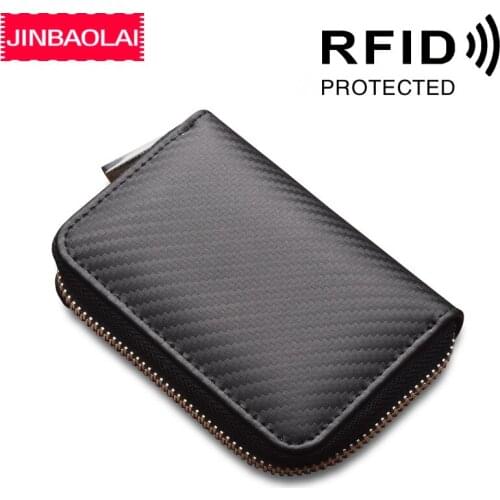 Jinbaolai Carbon Fiber RFID Organ Wallet Anti-Magnetic Multi-Card Card Holder Credit Card Cover Coin Purse