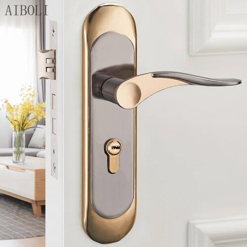 Aluminum Alloy Indoor Wooden Door Lock, Indoor Room Door Lock, Simple Door Handle, Hardware Lock, Handle Lock