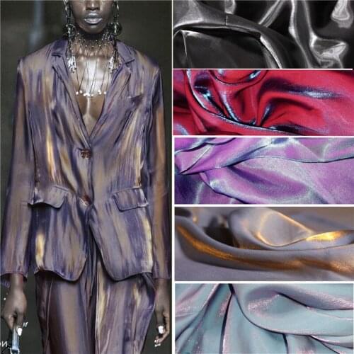 Two-color Gradient Shiny Fabric Creative Highend Dress Skirt Jacket Fashion Designer Cloth Jersey Knit Fabric Sewing Diy Cotton