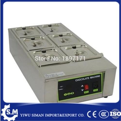 Electric digital chocolate melter chocolate tempering machine with 6 melting pots stainless steel 6 lattice chocolate maker