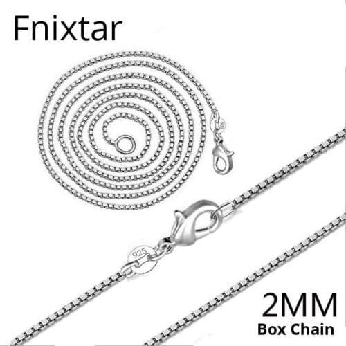 Fnixtar New 2MM Fashion Jewelry Box Chain Women Necklaces for Jewelry Accessories 925 Stamp Chain Necklace Women Wholesale