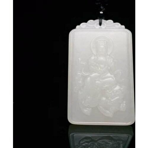 H69#Exquisite Hetian Jade Guanyin Pendant