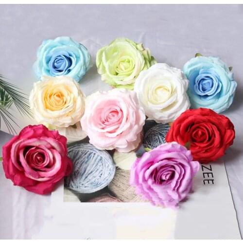 5/10Pcs Artificial Flowers Head Silk Rose Fake Flower For Wedding Home Decor DIY Bride Holding Flowers Wreath Scrapbook Supplies