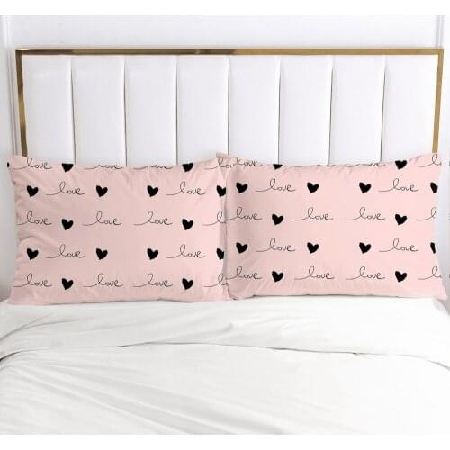 2 PCS 3D Printed Pink Small Heart 100% Polyester Pillowcase Printed Home Decorative Pillowcse Pillow Cover Decoraion Bedclothes