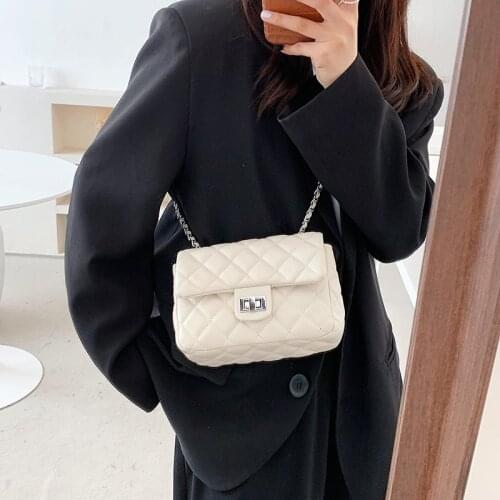 Classic Lingge Chain Small Crossbody Bag 2021 New PU Leather Summer Shoulder Handbags Fashion Purses