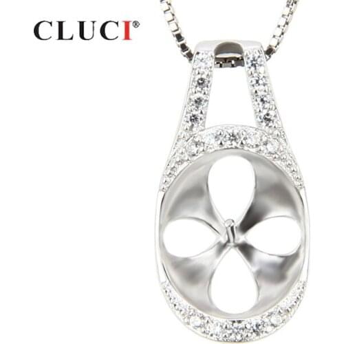CLUCI 925 Sterling Silver Pearl Pendant Mounting for Women Jewelry Making Silver 925 Classic Charms Pendant SP036SB